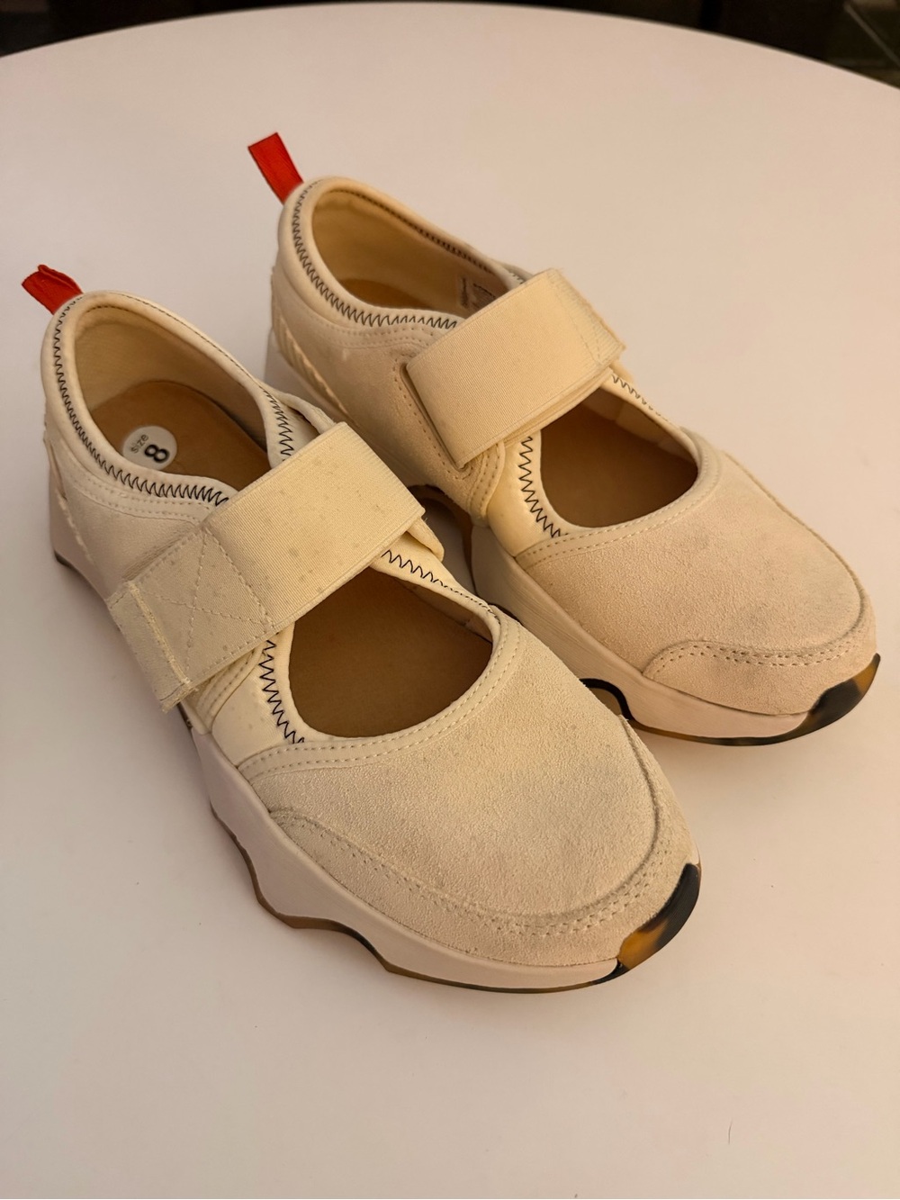Sorel Kinetic Impact II MJ Honey White Women’s Suede Mary Jane Sneaker